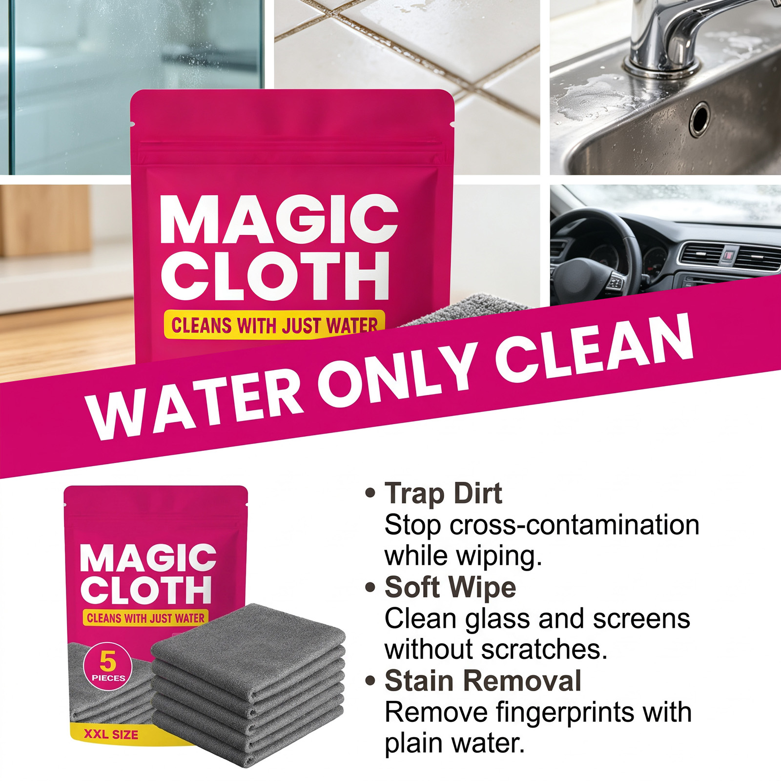 Paños de limpieza mágicos, 5 u - Glass Cleaner Streak reseña y precio